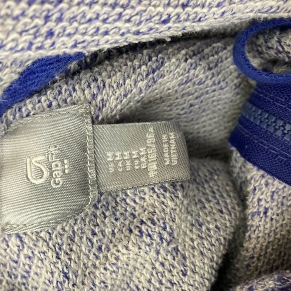 Gap Fit Sweat Jacket Hooded Blue and White Marbled Womens Size Medium - Picture 5 of 6